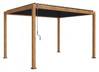 MI Pergola 111 DELUXE Lamellen-Dach 11 cm Alu-Gestell Woodlook 3x4m